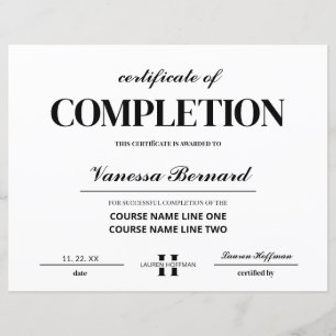 Papier Certificat d'achèvement du cours Prix Monogramme