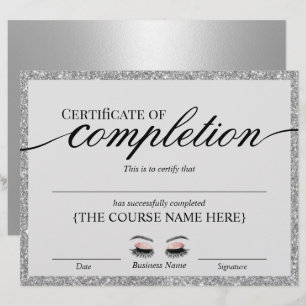 Papier Certificat d'achèvement du salon d'argent