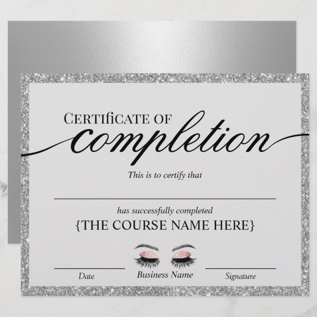 Papier Certificat d'achèvement du salon d'argent (Devant / Derrière)