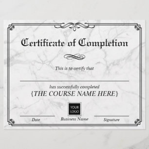 Papier Certificat d'achèvement en marbre vintage