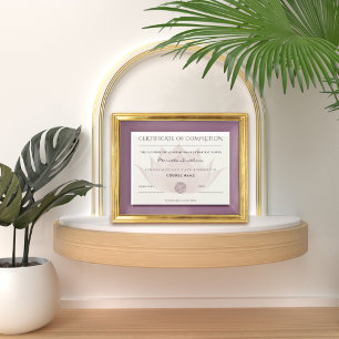Papier Certificat D'Achèvement Fleur Lotus Pour Yoga Reik