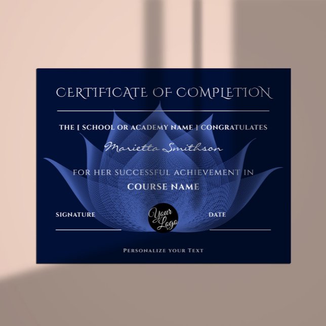 Papier Certificat D'Achèvement Fleur Lotus Pour Yoga Reik (Créateur téléchargé)