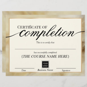 Papier Certificat d'achèvement Gold Agate Award