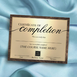 Papier Certificat d'achèvement Gold & Wood Award