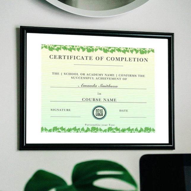 Papier Certificat d'achèvement Moderne Elégant Foliage (Créateur téléchargé)