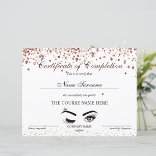 Papier Certificat d'achèvement Prix Brows Lash Cours