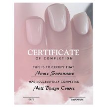 Certificat d'achèvement Prix Cours à ongles