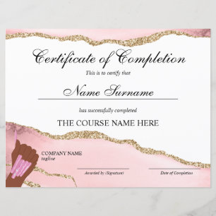 Papier Certificat d'achèvement Prix Cours à ongles Artist