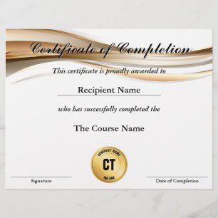 Papier Certificat d'achèvement Prix personnalisable