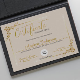 Papier Certificat D'Achèvement Prix Script Golden