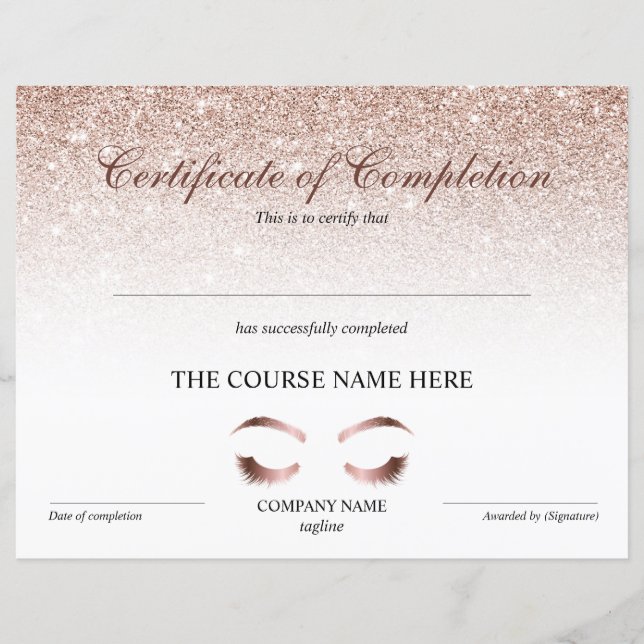 Papier Certificat d'achèvement Récompenser la formation d (Devant)