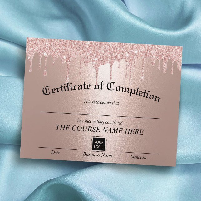 Papier Certificat d'achèvement rose Gold Drips (Créateur téléchargé)