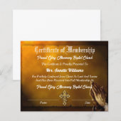 Papier Certificat d'adhésion à l'église (Devant / Derrière)