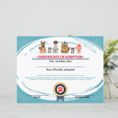 Papier certificat d'adoption de chiot d'anniversaire sur  (Debout devant)