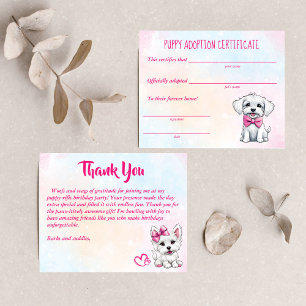 Papier Certificat d'adoption de chiots mignons chiots bla