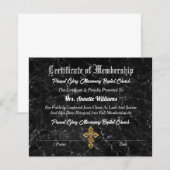 Papier Certificat d'appartenance à l'église (Devant / Derrière)