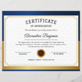 Papier Certificat d'appréciation (Devant)