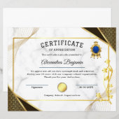 Papier Certificat d'appréciation (Devant / Derrière)