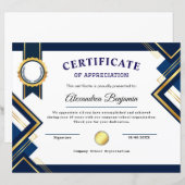 Papier Certificat d'appréciation (Devant / Derrière)