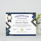 Papier Certificat d'appréciation (Debout devant)