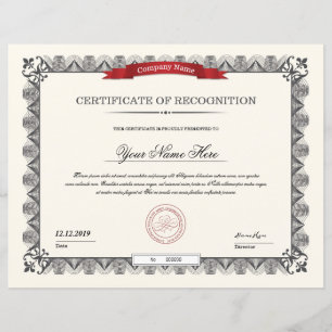 Papier Certificat D'Appréciation