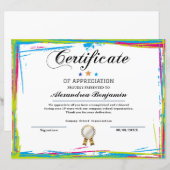 Papier Certificat d'appréciation (Devant / Derrière)