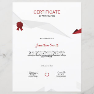Papier Certificat D'Appréciation