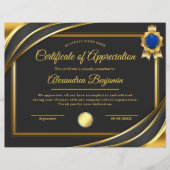 Papier Certificat d'appréciation (Devant)