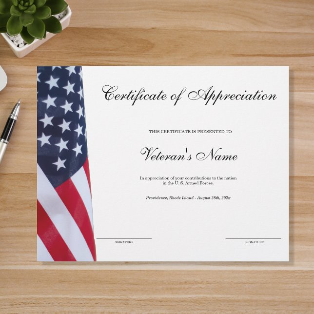 Papier Certificat d'appréciation de l'ancien combattant (Créateur téléchargé)