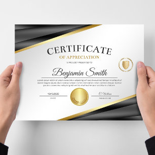 Papier Certificat d'appréciation du charbon de bois et de