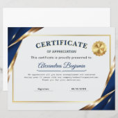 Papier Certificat d'appréciation élégant (Devant / Derrière)