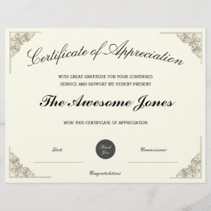 Papier Certificat d'appréciation élégant avec logo person