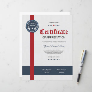 Papier Certificat D'Appréciation Imprimable