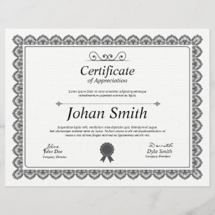 Papier Certificat D'Appréciation Imprimable