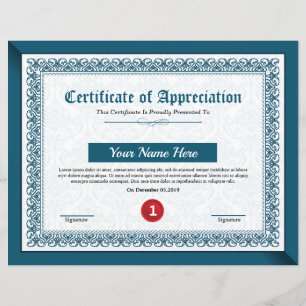 Papier Certificat D'Appréciation Imprimable
