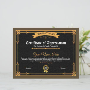 Papier Certificat D'Appréciation Imprimable