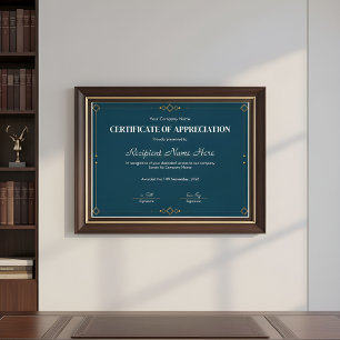 Papier Certificat d'appréciation Navy Gold élégant Desi