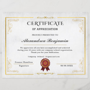 Papier Certificat d'appréciation pro Achievement