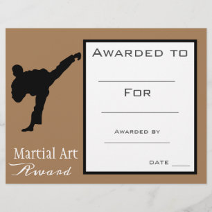 Papier Certificat d'Art Martial