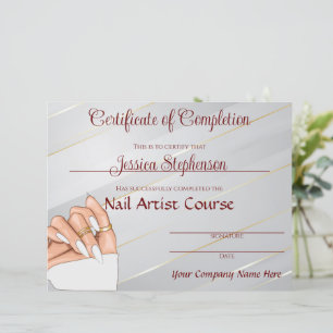 Papier Certificat d'artiste de clou d'or et blanc