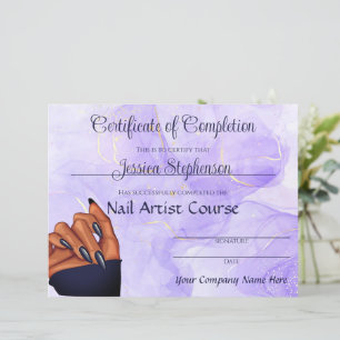 Papier Certificat d'artiste de clou en marbre de lavande