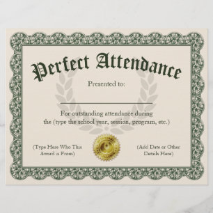 Papier Certificat d'assiduité parfait personnalisable 8,5