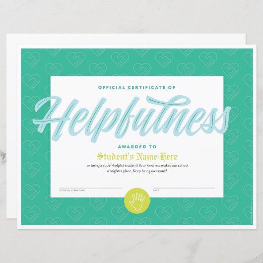 Papier Certificat d'assistance (Devant / Derrière)