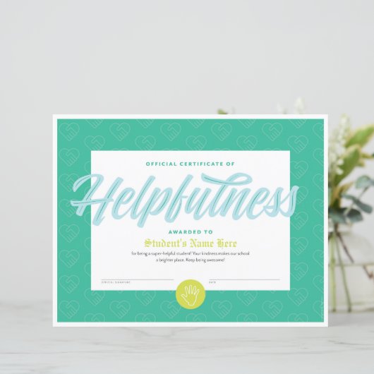 Papier Certificat d'assistance (Debout devant)