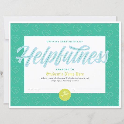 Papier Certificat d'assistance (Devant)