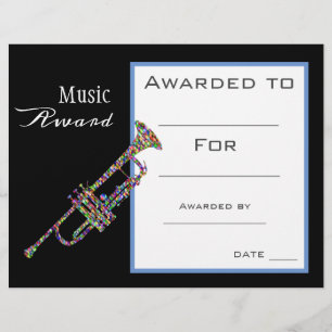 Papier Certificat d'attribution de trompette de musique p