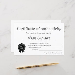 Papier Certificat d'authenticité