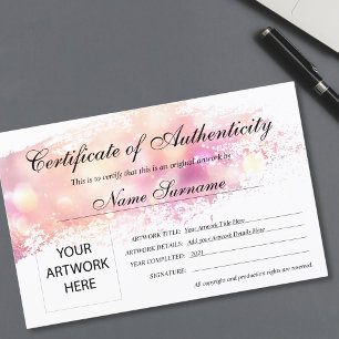 Papier Certificat d'authenticité