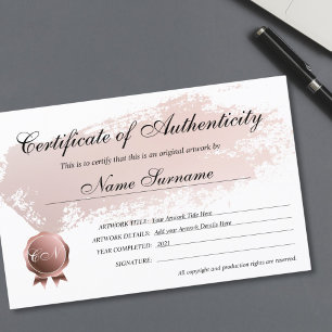 Papier Certificat d'authenticité