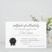 Papier Certificat d'authenticité minimaliste simple (Debout devant)
